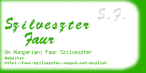 szilveszter faur business card